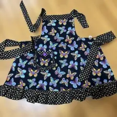 蝶柄フリルエプロン