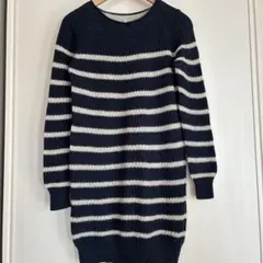 無印良品　ウール100% ネイビー ホワイト ボーダーニット M