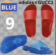 adidas×GUCCI アディレッタ スライドサンダル ブルー　9