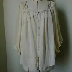 ◇古着144◇イーハイフンワールドギャラリー生成り透け感前開きシャツ