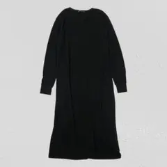 ZARA ザラ♡クルーネックロングワンピース　無地　コットン100％　黒　S