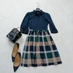 ブルーレーベルクレストブリッジ　ワンピース　36　ベルト　ボウタイ