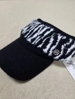 b.right ボアストライプバイザー 黒/白