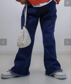 TYPY DENIM 甘織り裾フリンジフレアデニム