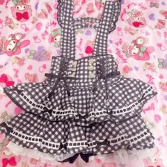 LIZLISA はしごリボンギンガムティアードスカパン ブラック