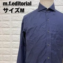 m.f.editorial ネイビー 千鳥格子シャツ スリムフィット【2336】のサムネイル