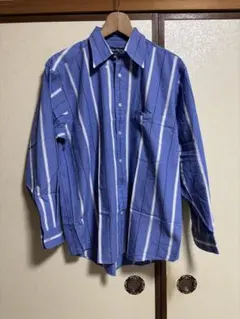 Nautica ナウチカ 青 ストライプ 長袖シャツ M