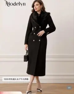 SHEIN ブラックファー付きロングコート Sサイズ