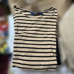 ストライプ柄 長袖Tシャツ ベージュと黒