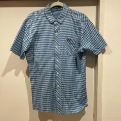 FRED PERRY 日本製 半袖ガーゼシャツ ギンガムチェック ブルー XLのサムネイル
