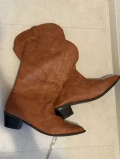 ブラウン刺繍ウエスタンブーツ
