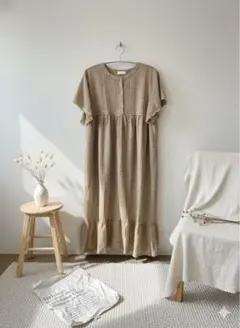 しまむら tal. by yumi. 半袖シャツワンピース ベージュ系チェック