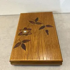317/未使用品 くさ忠 木の工芸 桜皮貝入鉄仙 乱箱 文箱 小物入れ