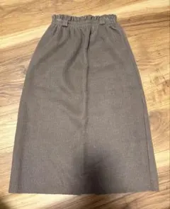 リブニット　ニットスカート　スリット入り　膝丈スカート　冬服