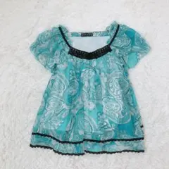 CECIL McBEE シースルーチュニック　ペイズリー柄　ターコイズブルー