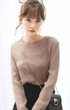 秋服　GRL レディース　シースルー　トップス　ブラウン　淡色女子　ブラウス