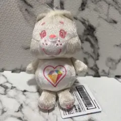 ケアベア シャイニーベロアマスコット ホワイト 白 スパークルハートベア