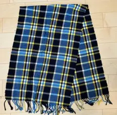 青と黒のチェック柄マフラー　ストール