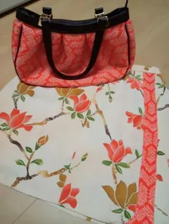 着物リメイク、ミニ巻きスカート＆バッグセット