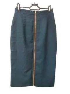 フロントジップナロー タイトスカート グリーン M