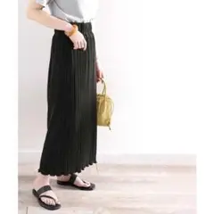 メロープリーツタイトロングスカート　ブラック