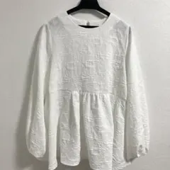 UNITED ARROWS ジャガード ペプラムブラウス 半袖 ホワイト - メルカリ