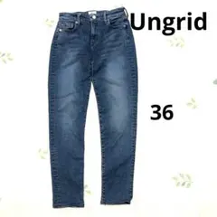 アングリッド ダークブルー ストレートデニム ハイウエスト スキニー ストレッチ