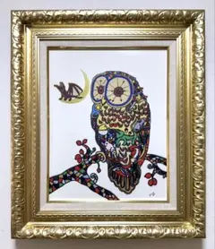 【F6号】ジミー大西（ふくろう）手描き/表裏サイン有/油彩/アクリル/額縁/絵画 油絵 額付き ジミー大西 F6 【 竜 】手描き - メルカリ