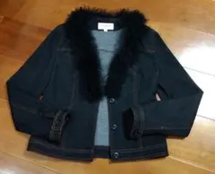 お値下げ！HANAE MORI ダークデニムファー付きジャケット