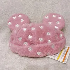 ディズニー　もこもこ　ボアキャップ　ハート　ピンク　帽子　ミッキー　新品　タグ付