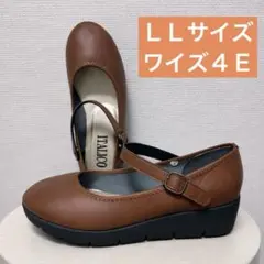 日本製 イタリコ 厚底 ワンストラップ ウェッジコンフォート 4Eパンプス 幅広