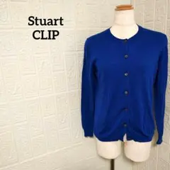 スタディオクリップ カーディガン 羽織 長袖 ウール混 ブルー カジュアル L