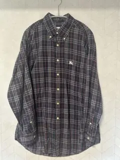 Burberry's ネイビー系チェック長袖シャツ