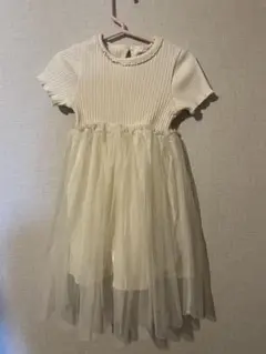 Zara girls ワンピース 白ワンピ　シフォン・チュールスカート コットン