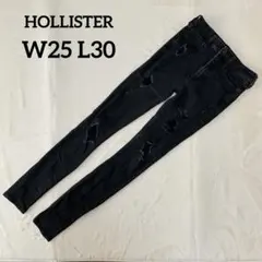 HOLLISTER ブラック スキニーデニム W25 L30 ダメージデニム