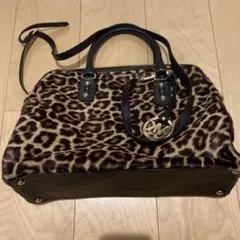 レア】COACH y2k ハンドバッグ レオパード柄 ヒョウ柄 チャーム3つ付