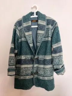 大幅値下げ中❣️Eddie Bauer ネイティブ柄コート青緑系