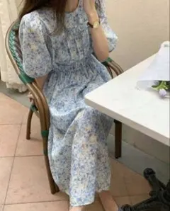 【SHEIN】Dazy 花柄 春夏 半袖ロングワンピース 低身長ワンピース