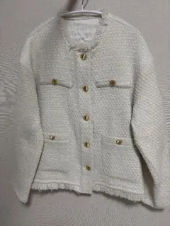 ノーカラージャケット ツイード