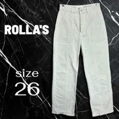 美品✨【ROLLA'S】ハイライズストレートデニム 脚長効　ロゴ　薄グレー　26のサムネイル