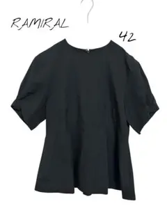 RAMIRAL 【美品】ブラウス　カットソー　トップス ブラック　大きめ42