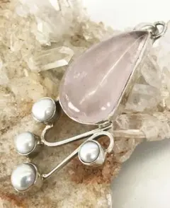 早い者勝ち! ローズクォーツ ペンダント シルバー925 天然石