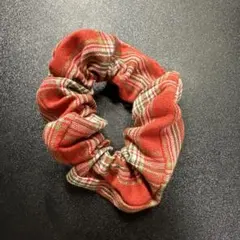 チェック柄　シュシュ