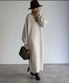 Bonjour sagan ディープVネックニットワンピース