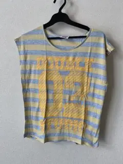 ストライプ ノースリーブTシャツ フリーサイズ