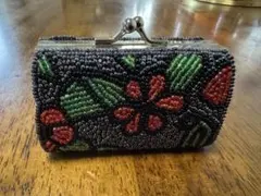 ビーズ花柄コインケース