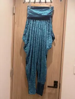 ターコイズ ベルベット ハーレムパンツ