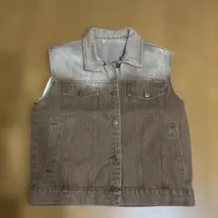 ブラウン ノースリーブデニムジャケット 140サイズ