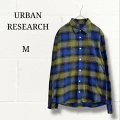アーバンリサーチ チェックシャツ 綿100% 日本製 ブルー×グリーン系 M
