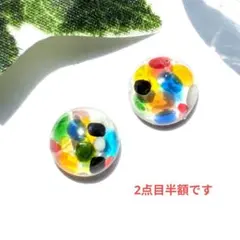 No.１３３　カラフルガラス　ピアスイヤリング　ハンドメイド　レジン